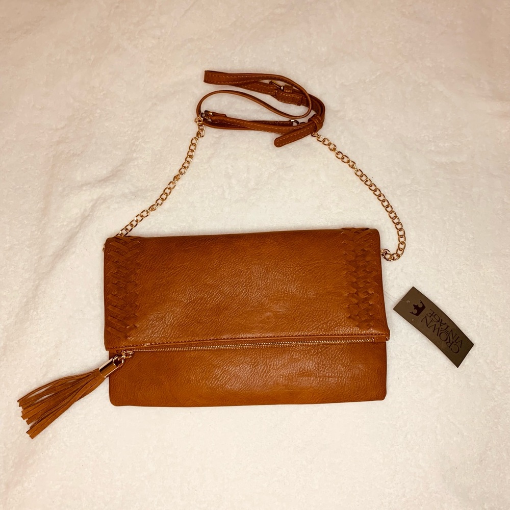 Crown Vintage Foldover Whipstitch Crossbody Bag - Picture 8 of 10